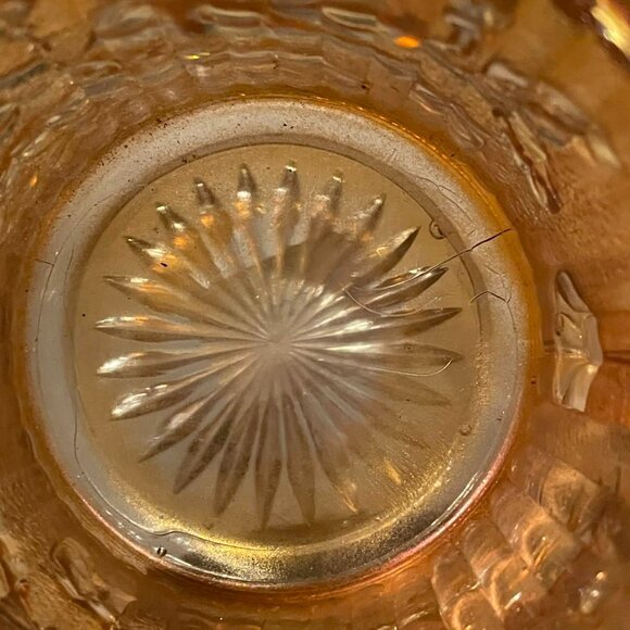 Imperial Glass Carnival Glass “Open Rose” Covered Sugar Bowl –Marigold READ - Picture 5 of 6